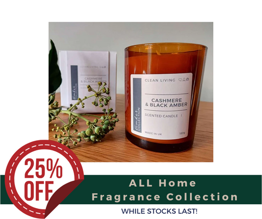 20cl Amber Glass Candle with Cashmere & Black Amber Fragrance
