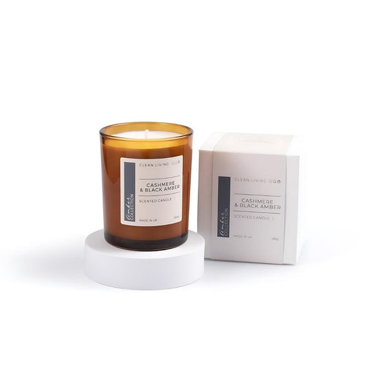 20cl Amber Glass Candle with Cashmere & Black Amber Fragrance